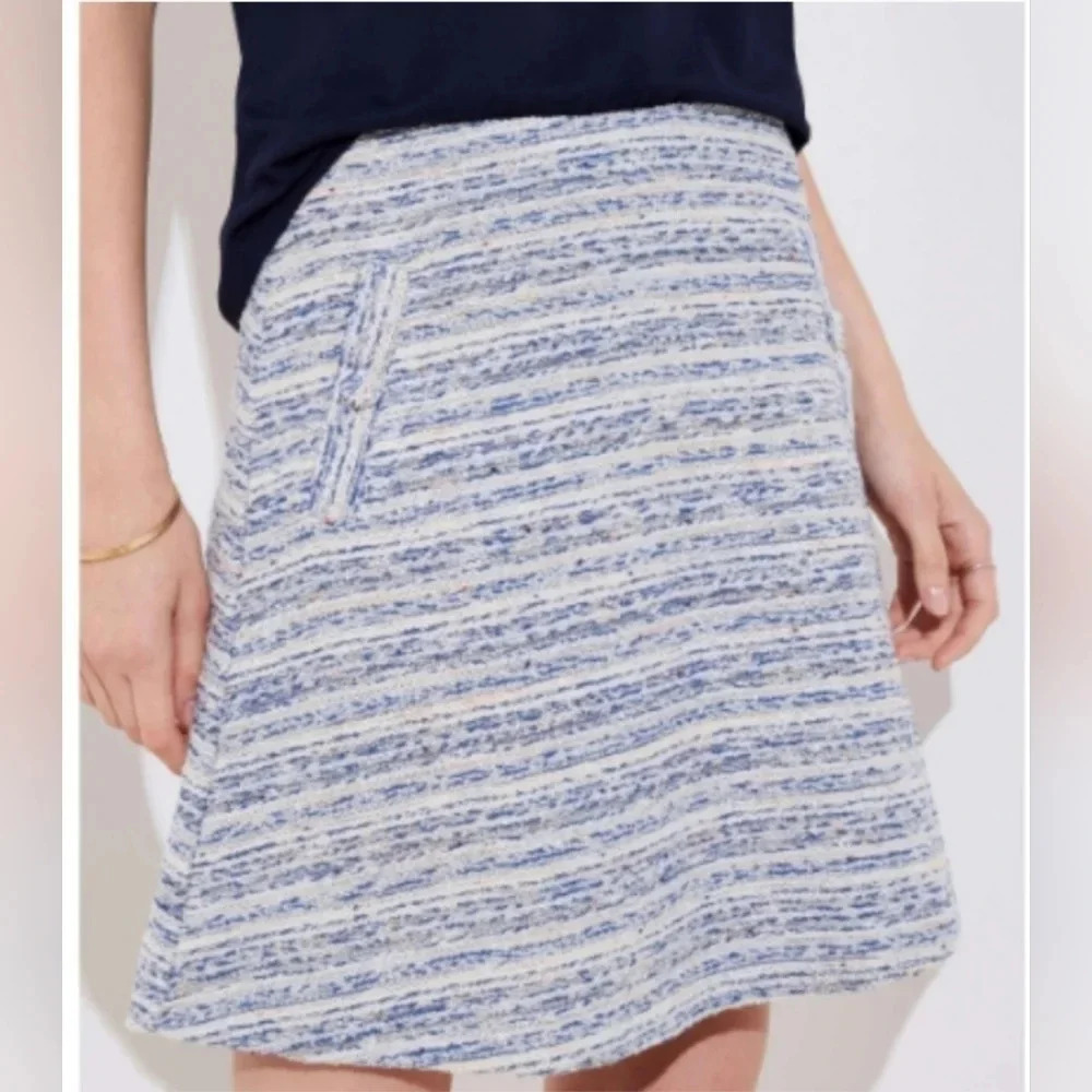 LOFT Striped Tweed Boucle Pocket Flippy Circle Skirt, Size S - Picture 3 of 13
